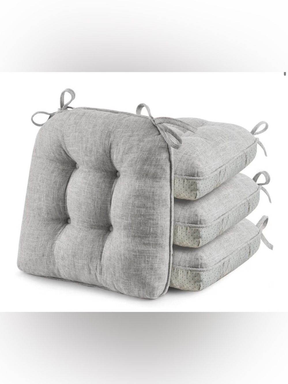 Puredown Chair Cushions, Tufted Memory Foam Chair Pads Non-Slip Backing, Gray